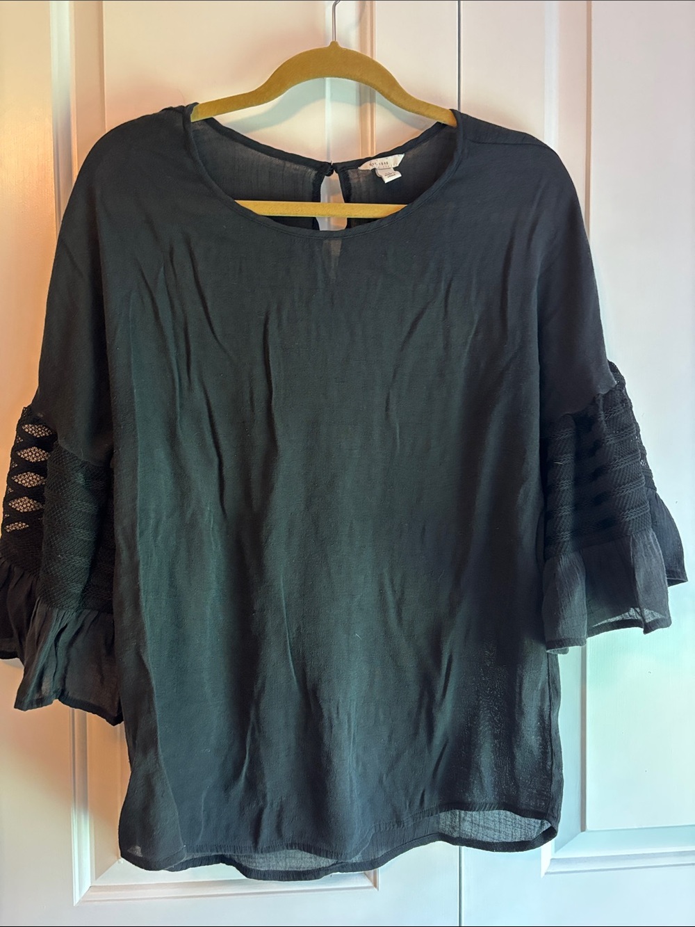 Dark Gray Ruffle Sleeve Women's Blouse